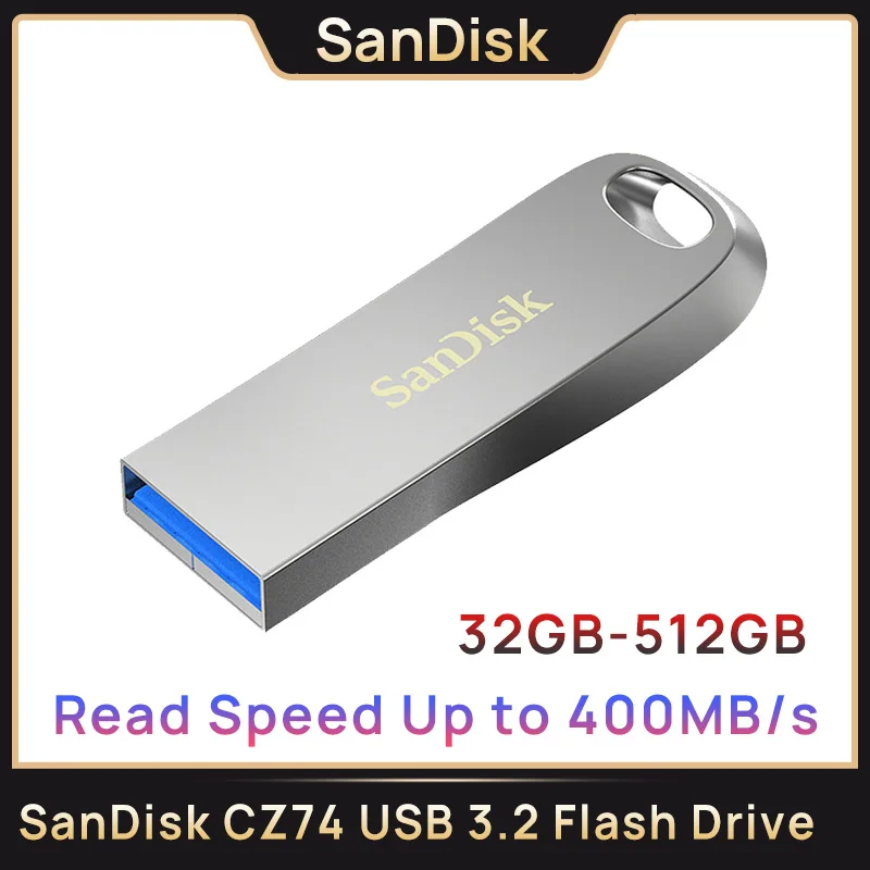 SanDisk Pen Drive CZ74 USB3.1 USB3.2 64G 128G 32G 256G 512G Memory Stick Metal U Disk Flash Drive لأجهزة الكمبيوتر المحمول اللوحية TV Car PC