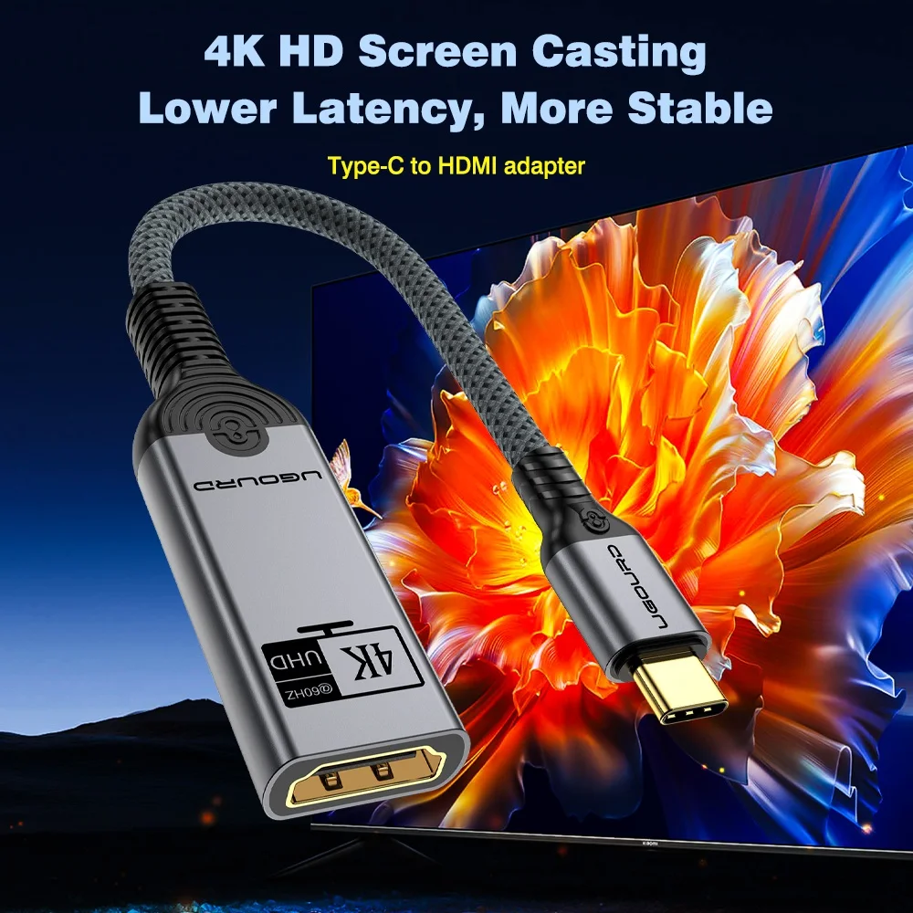 UGOURD USB C to HDMI Adapter 4K@60Hz 4K@30Hz Type C HDMI Female Converter Thunderbolt 3/4 USB4 Compatible for MacBook Pro/Air TV