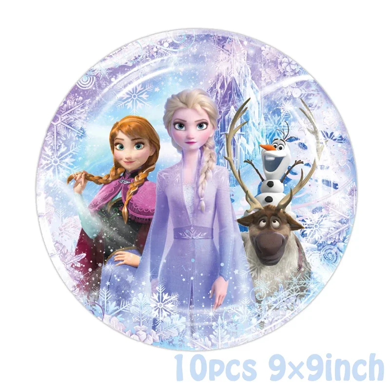 Disney Frozen Elsa Theme Birthday Party Supplies Zestaw zastawy stołowej Przyjęcie urodzinowe dla dzieci Sztućce Dekoracja Serwetka Kubek papierowy