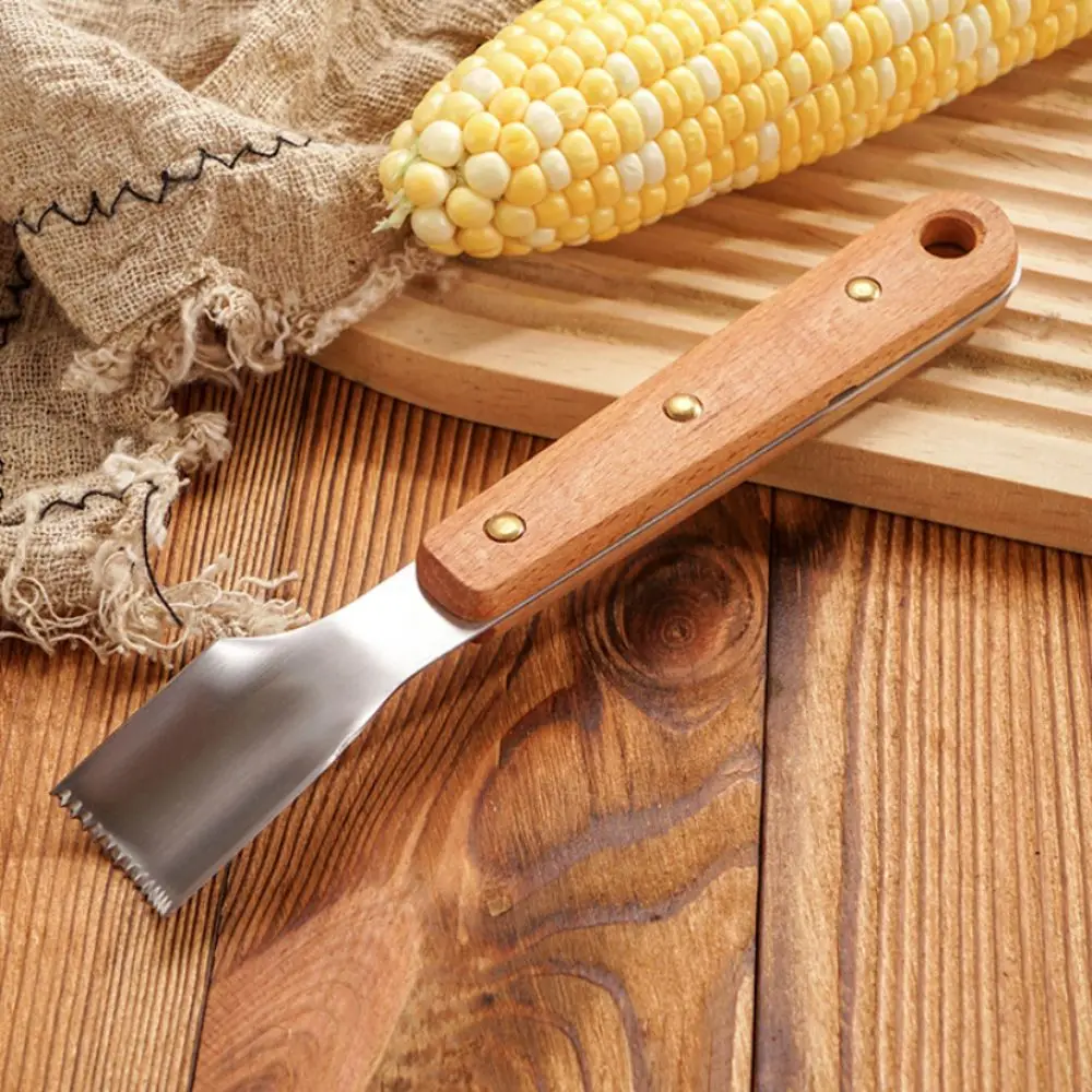 

2 Piece Professional Wood Handle Corn Husker Quick Effortless Corn Stripping Shovel Curved Head Design Serrated Corn Planer Kid