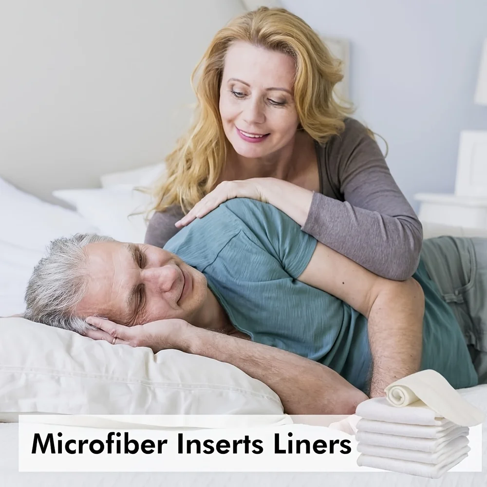 6 قطع من حشوات الحفاضات للبالغين قابلة للتنفس - 4 طبقات من الألياف الدقيقة القابلة للغسل، قابلة لإعادة الاستخدام لكبار السن