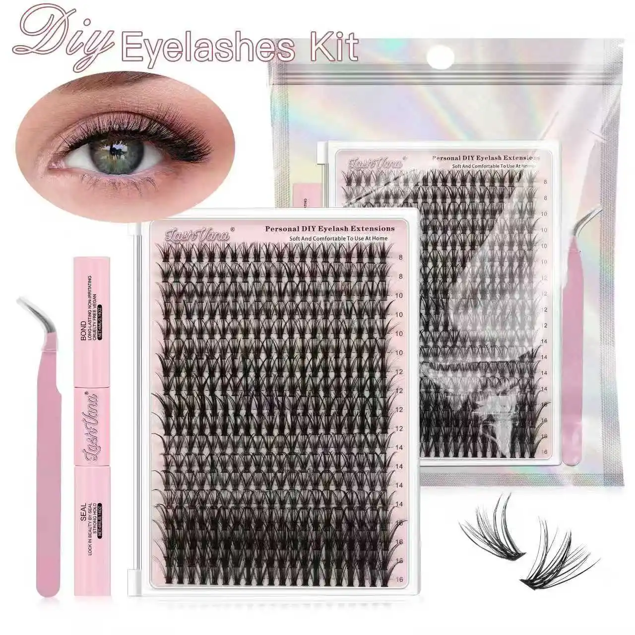 لتقوم بها بنفسك مجموعة الرموش الصناعية 360 قطعة مجموعات سعة كبيرة رمش الغراء أدوات ماكياج وملحقات للاستخدام المنزلي #1