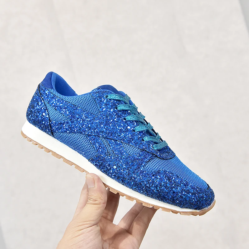 

2025 New Lightweight Women's Glitter Sneakers Spring Autumn Lace Up Low Heel Sport Shoes Women Comfort Non Slip Walking Shoes