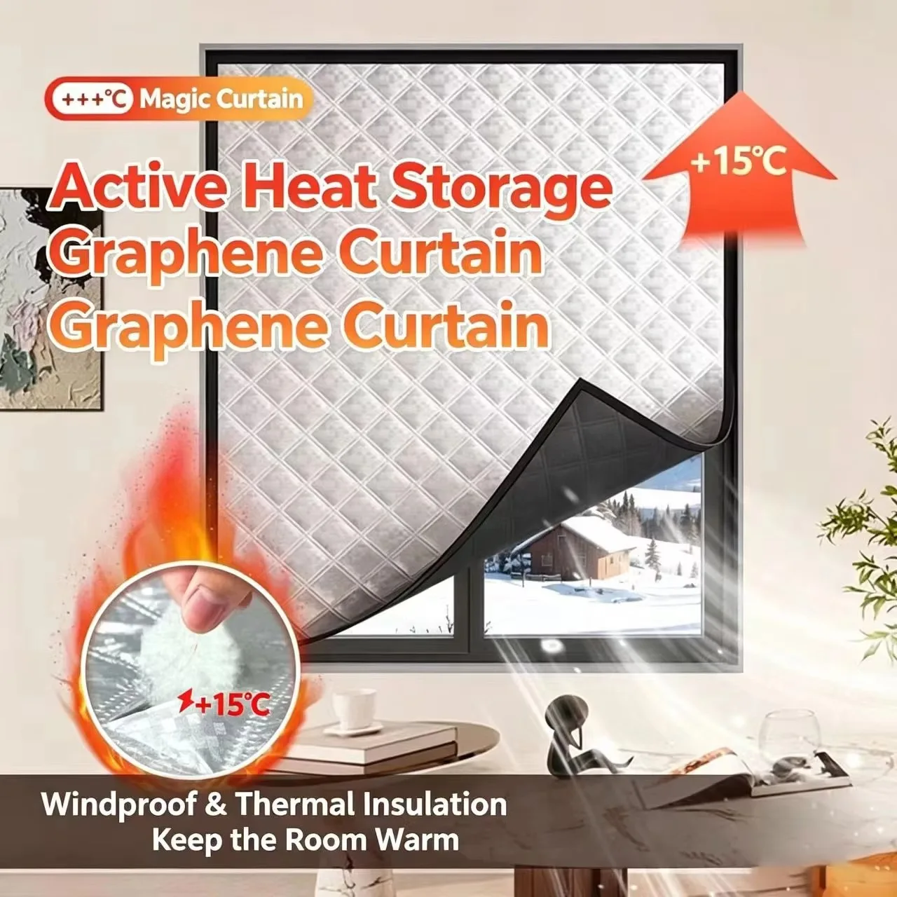 Windproof and Dustproof Cotton Window, No Drilling Installation, Thick Cotton Window for Cold, Warmth, and Light Shielding,