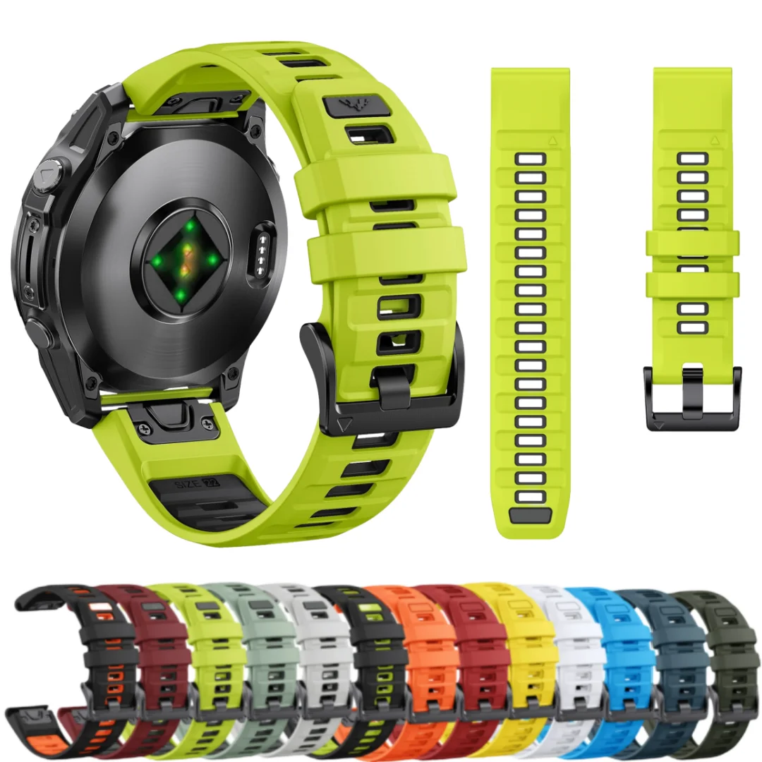 QuickFit 26mm 22mm Sports Silicone Watch Band For Garmin Fenix 8 E 47mm 51mm 7X 7 Pro 6 6X/Epix Gen 2/Enduro 3 Strap Bracelet