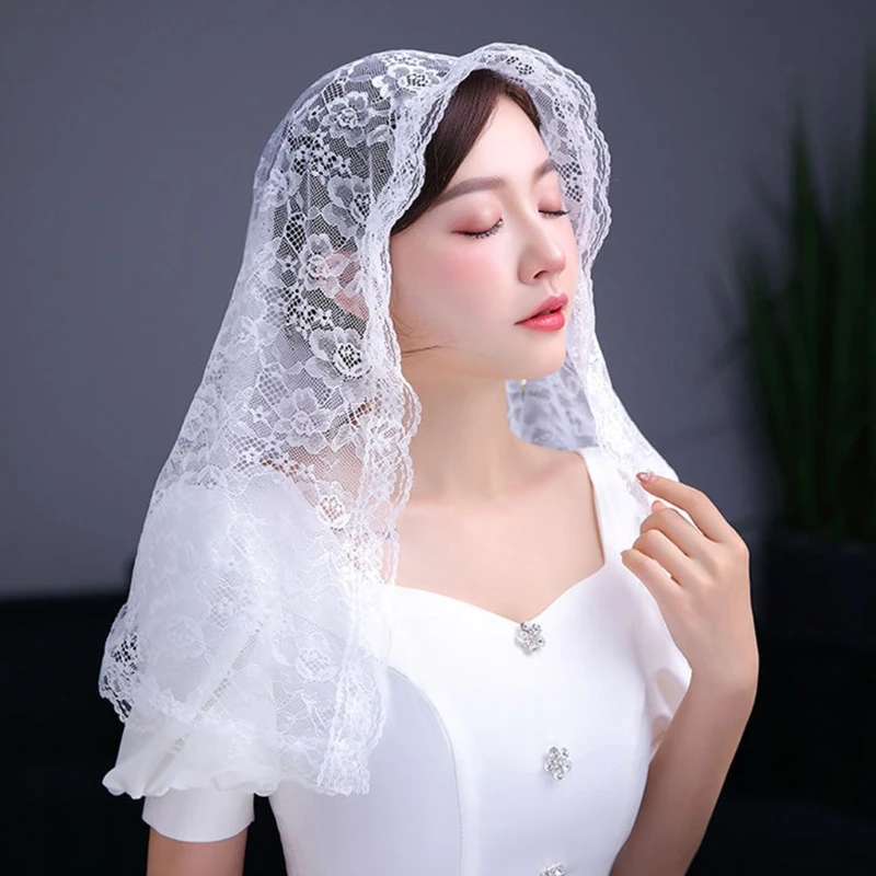 Spanish Lace Traditional Vintage Mantilla Veil Latin Mass for Head Covering Scarf for Catholic Church Chapel 2 Col