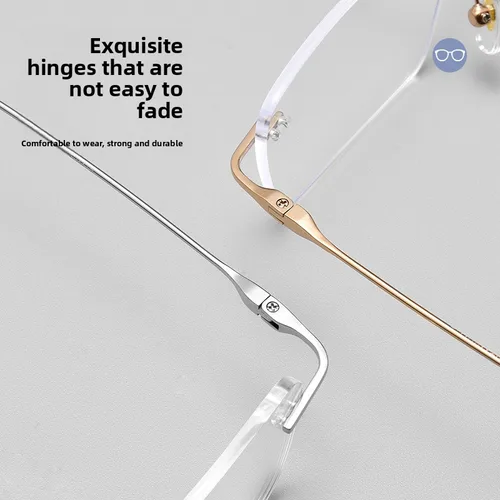 Imagen 2 del producto 55-17 gafas de lectura ultraligeras de titanio puro para hombre, rectangulares, sin montura, con bloqueo de luz azul, graduadas personalizadas para mujer