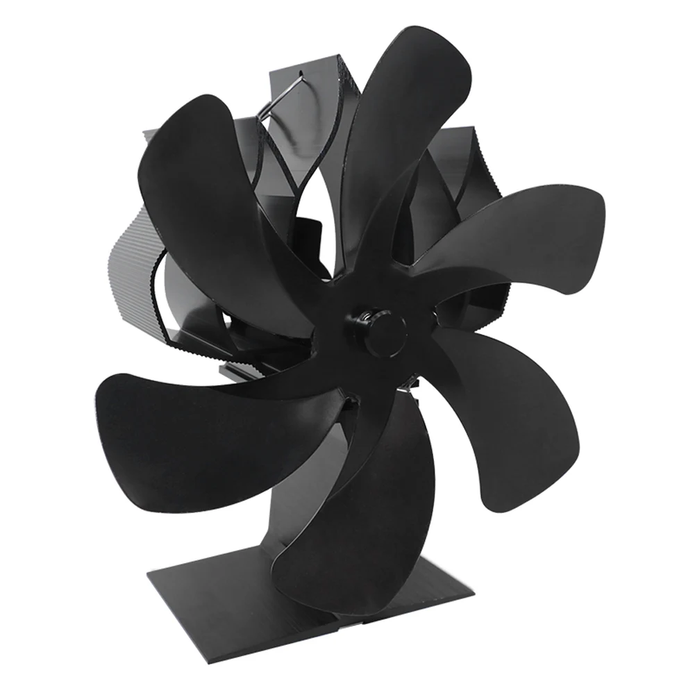 Self Powered Portable 6 Blade Aluminum Stove Fan Quiet Operation Efficient Heat Distribution for Home Fireplace
