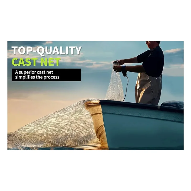 

B06C-Saltwater Fishing Cast Net For Bait Trap Fish 4/5/6 Ft Radius Casting Nets With Heavy Duty Zinc Sinker Weight