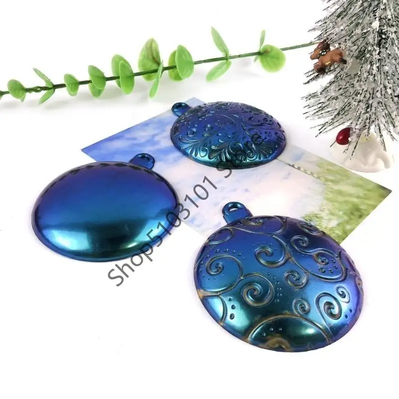 

X6HE 3 Styles DIY Christmas Series Round Keychain Pendant Mould for Christmas Gift