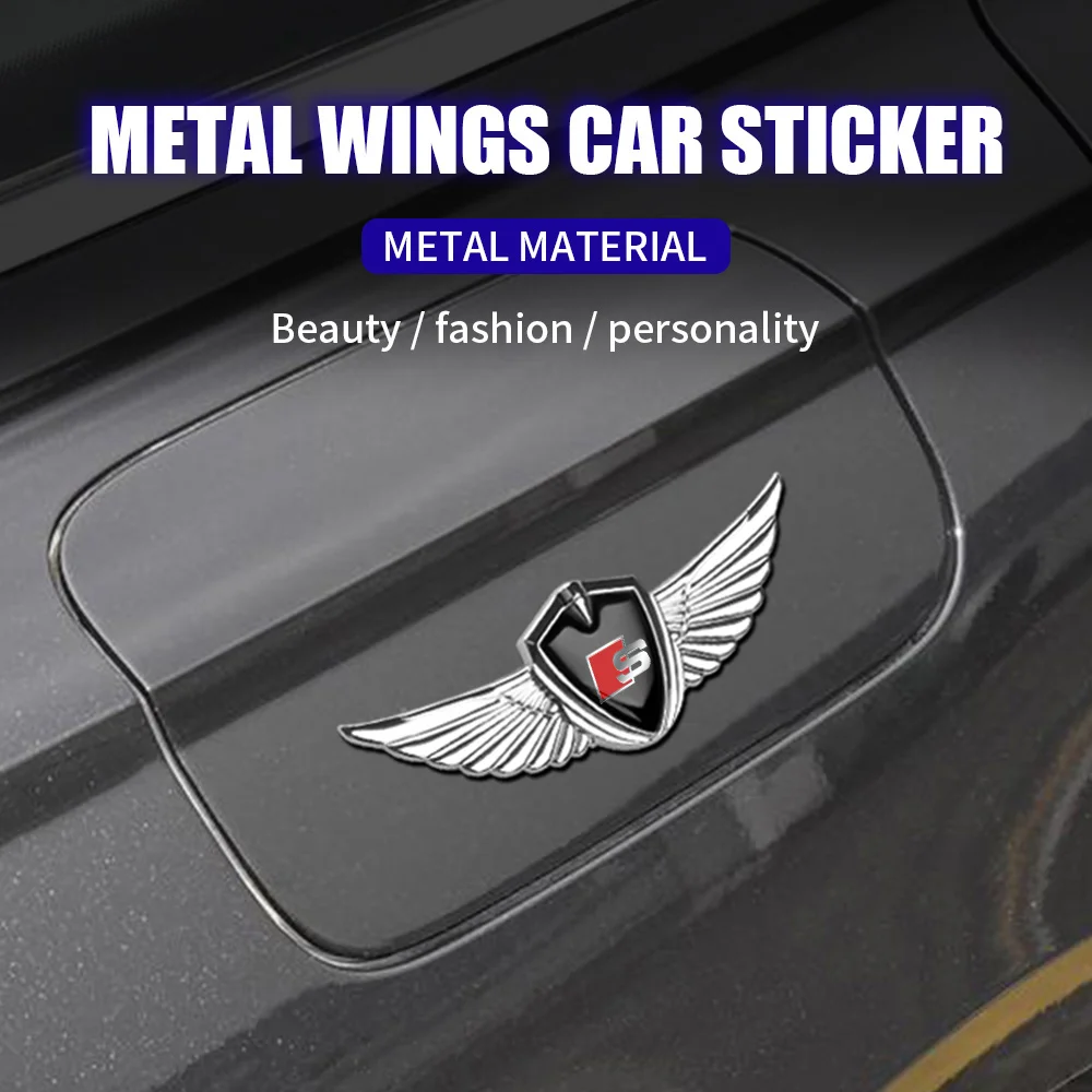 1PCS Car Styling Badge Decal Metal Wings Body Decoration Sticker Center Cover For Audi A4 B8 A3 A6 B9 B7 B6 S6 A5 Q5 S5 A1 Q3 TT