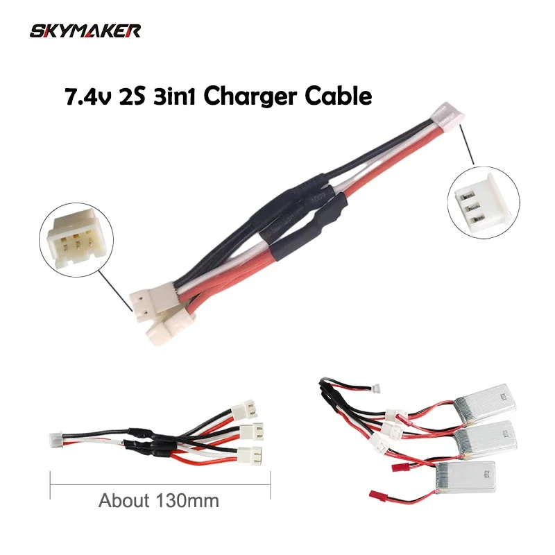 Câble de chargeur de batterie pour SYMA Hubsan, 3 en 1, 2S veFuchsia, 7.4V, H501S, H50l'autorisation, H502S, H216A, accessoires de batterie, adaptateur de chargeur USB parallèle