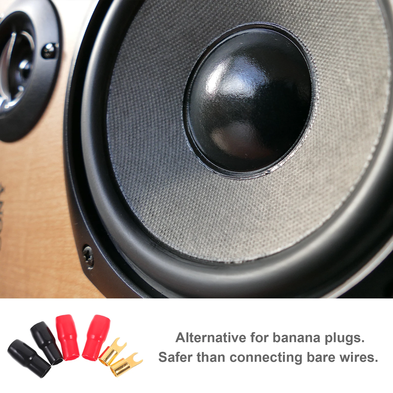 

5Pairs Plated 4 Gauge Spade Fork Terminals Crimp Connectors Red Black for Speaker Wire Cable Crimp Connectors