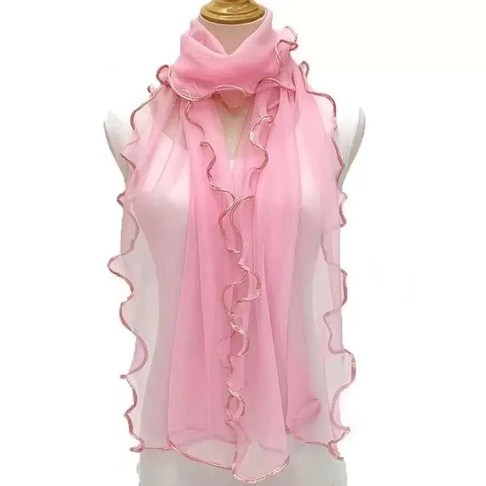 

Lightweight Hijab Silk Shawl Women Scarf Shawls Ladies Headband Wraps Girl's Neckerchief Lace Scarf Women Vintage Lace Tassels