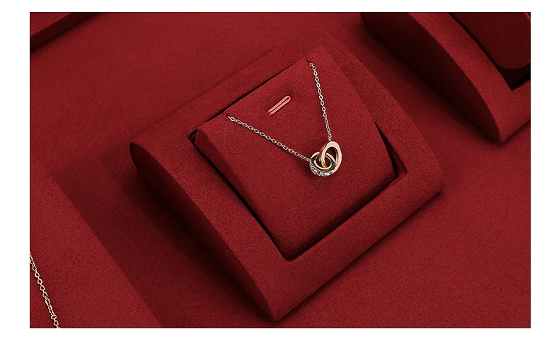 Wine Red Microfiber Jewelry Display Rack Ring Necklace Storage Organizer Jewelry Counter Display Props Earring Bracelet Holder