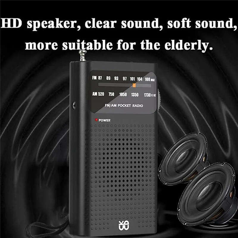 Mini rádio portátil am/fm todas as bandas estéreo tempo bolso receptor de rádio para velho andando caminhadas acampamento