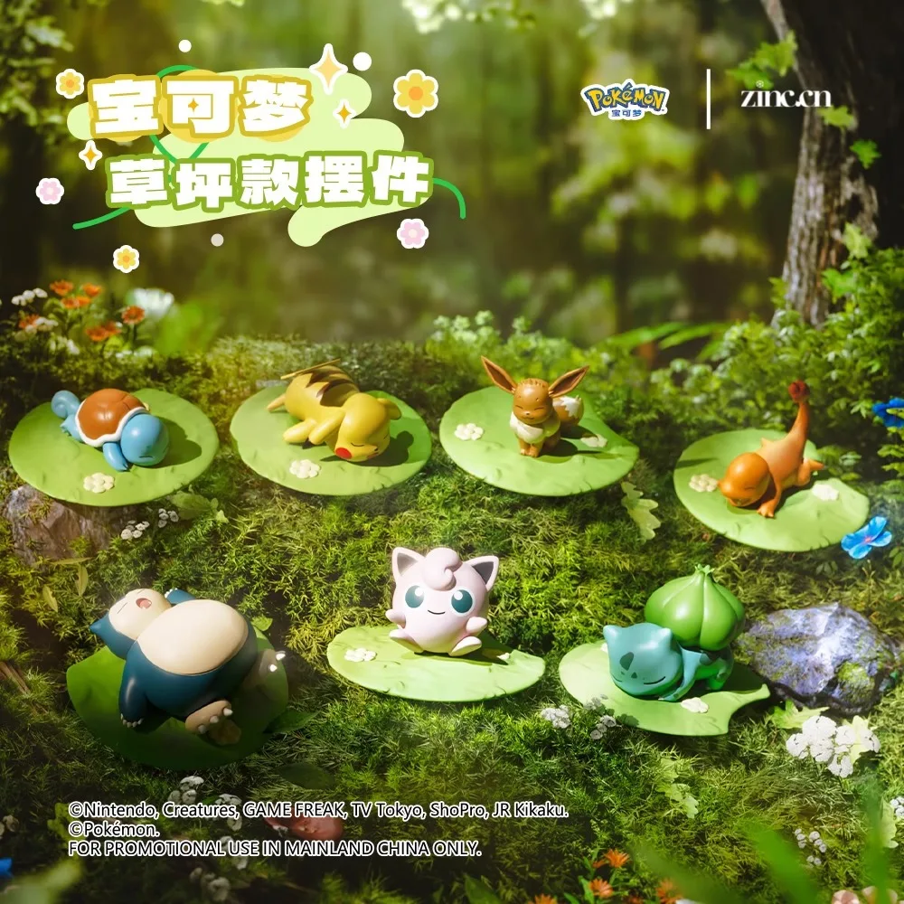 

Anime Cartoon Figures Pikachu Snorlax Lawn Ornament Kawaii Desktop Doll PVC Collectible Model Toy Gift