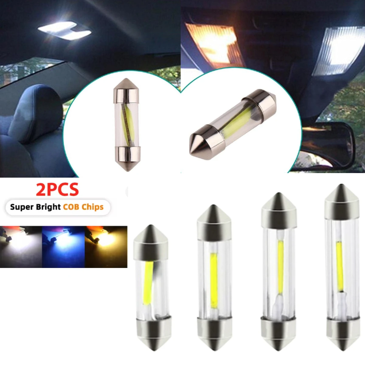 

2PCS C5W COB 12V Replacement of RV refrigerator light bulb, Interior Car light, luggage compartment lighting License Plate Lamp