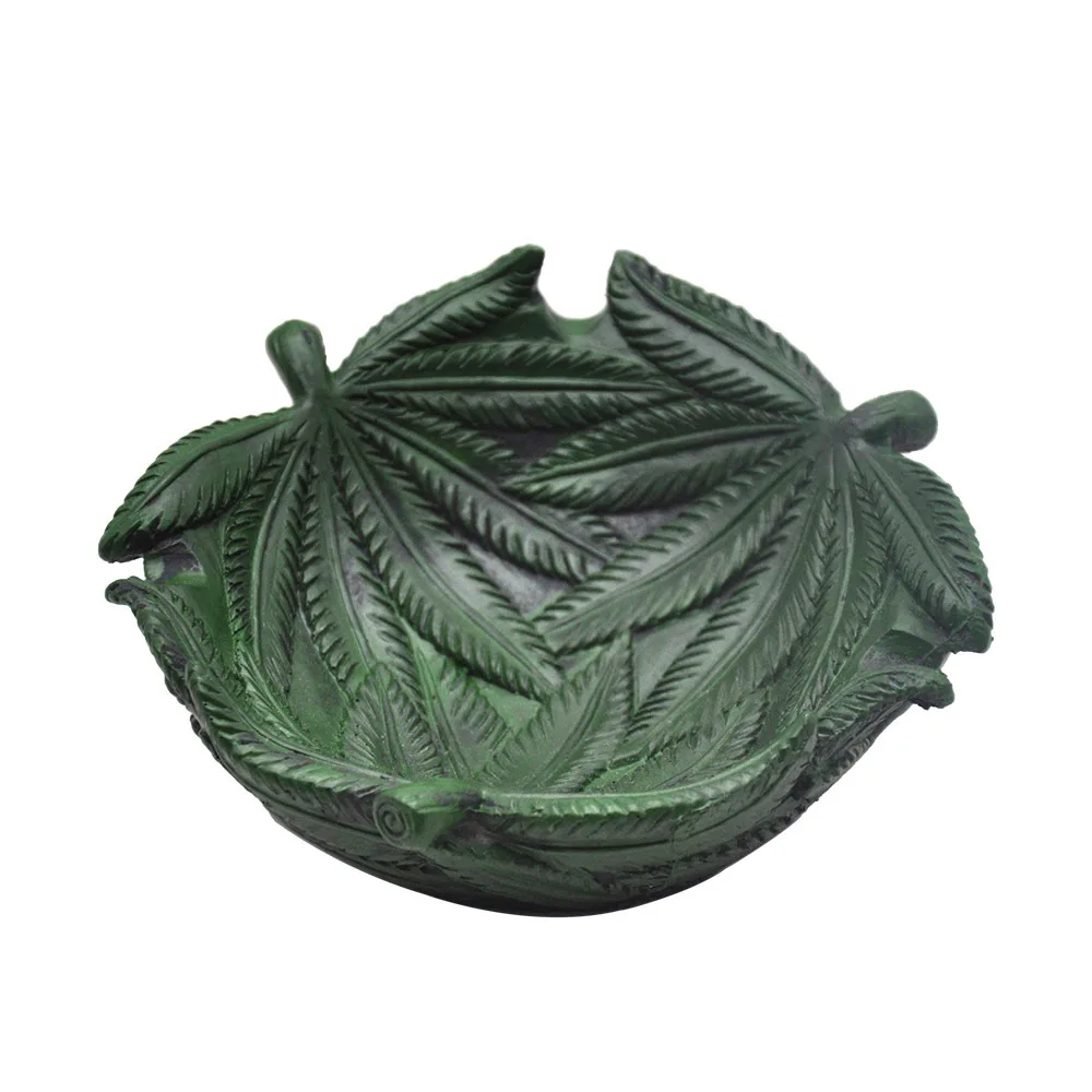 Resin Ashtray Dark Green Leaf Pattern Ashtray Home Office Creative Personalized Crafts Smoking Accessories For Weed Men Gift