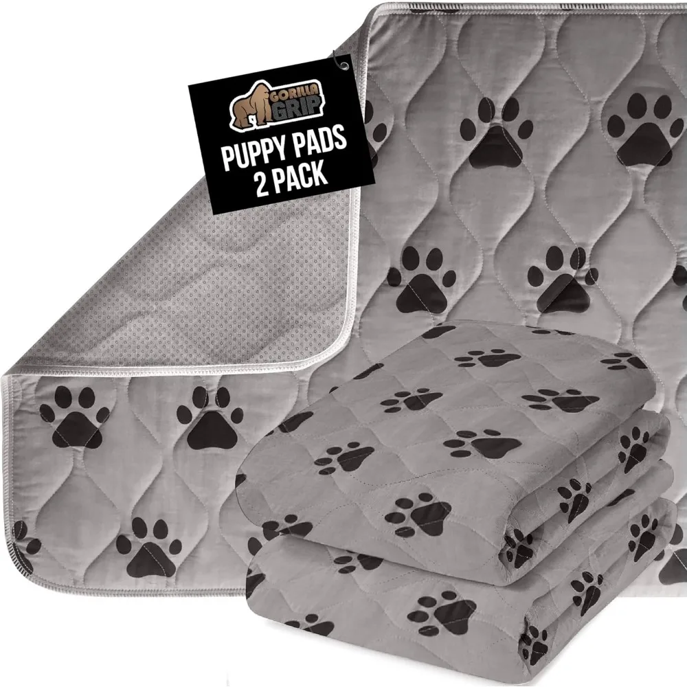 Washable Puppy Pads, 2-Pack 46x28 Inch, Slip Resistant Waterproof Mat for Dog Crate Training and Furniture Protection