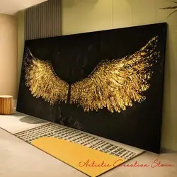 Luxury Golden Angel Wings Canvas Art Black  White Graffiti Poster for Living Room Wall Decor  Perfect Home Decor Gift