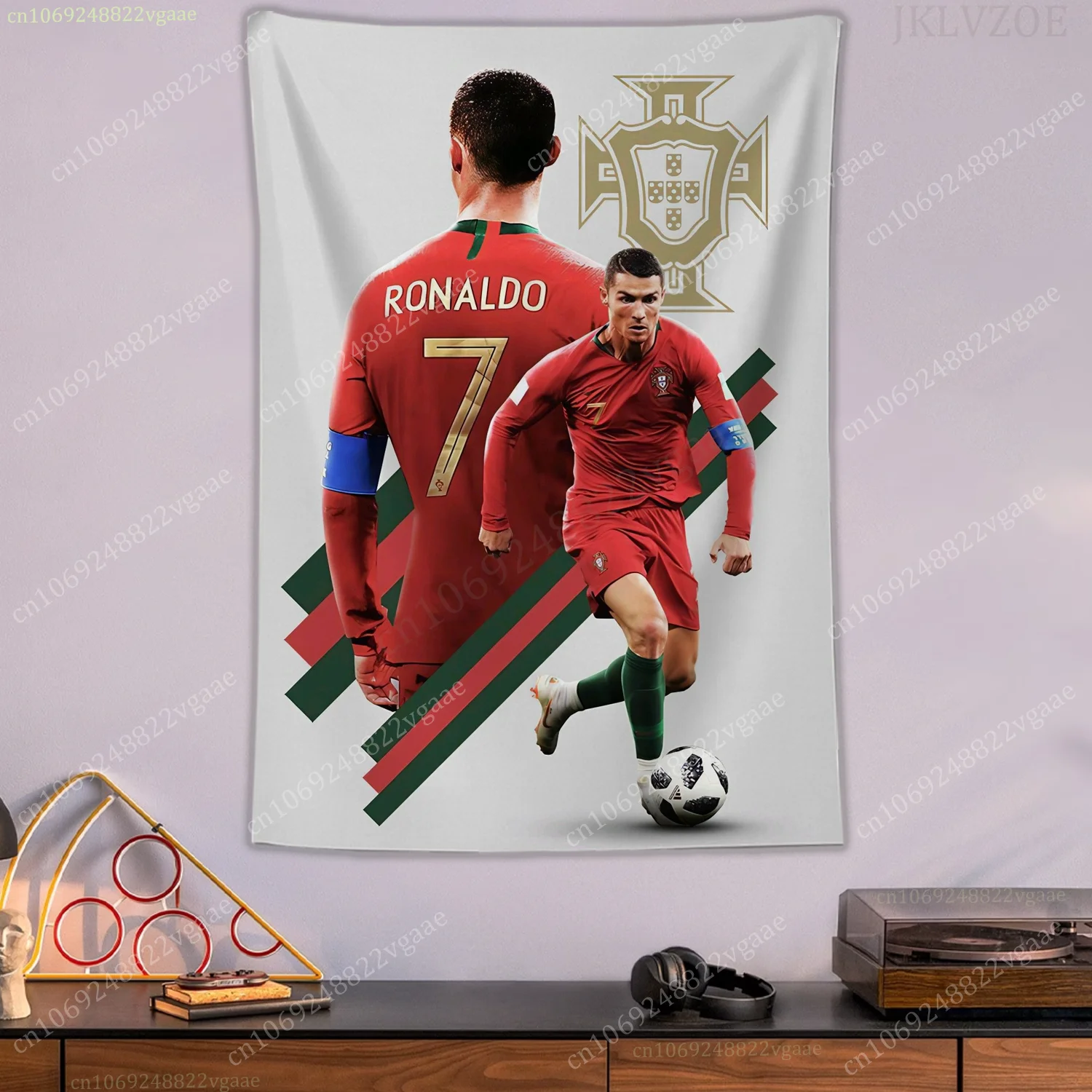 2025 رونالدو نسيج رجل البرتغال الملصقات كرة القدم قفازات الحائط لغرفة النوم الديكور الجمالية Tapices العلم خلفية #5