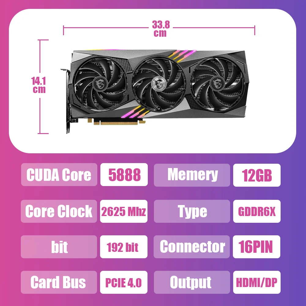 Видеокарта MSI RTX 4070 GAMING X TRIO 12G GDDR6X, PCI Express Gen 4, NVIDIA 40 Series, GPU для настольного ПК RTX4070, видеокарта бит, Новинка