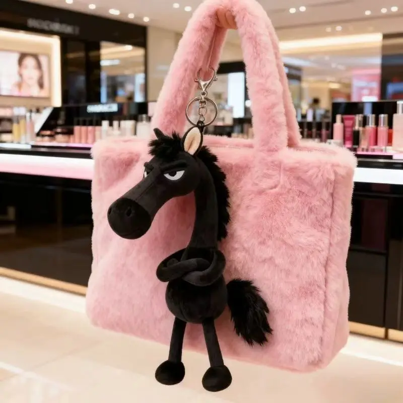 Cavalo dos desenhos animados chaveiro 2026 ano do cavalo mascote requintado estilo fantasia pônei boneca de pelúcia mochila pingente natal presente de ano novo