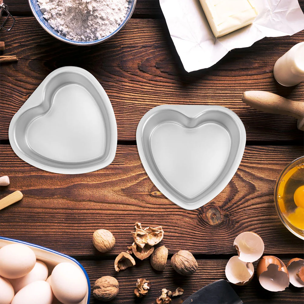 2 Pcs Heart Cake Mold Baking Pan Pop Molds Oven Tray for Aluminum Alloy Pans Shapes Shaped