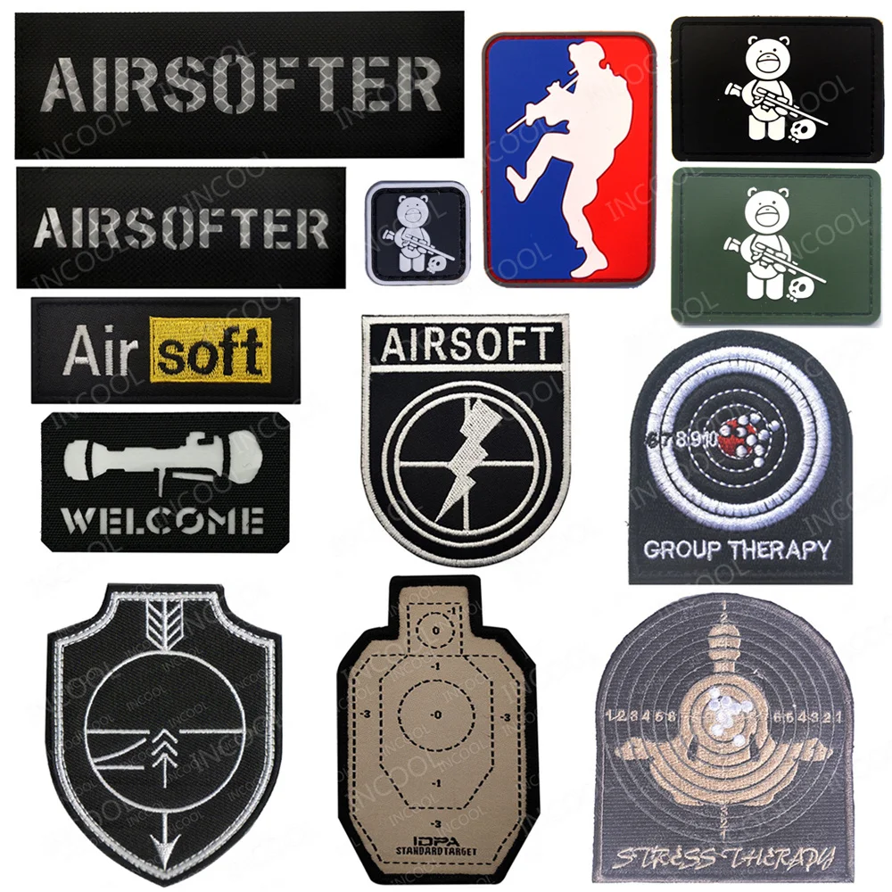 Airsofter Target Shooting Therapy IR Reflective Embroidery Patches Appliqued For Clothing Jacket