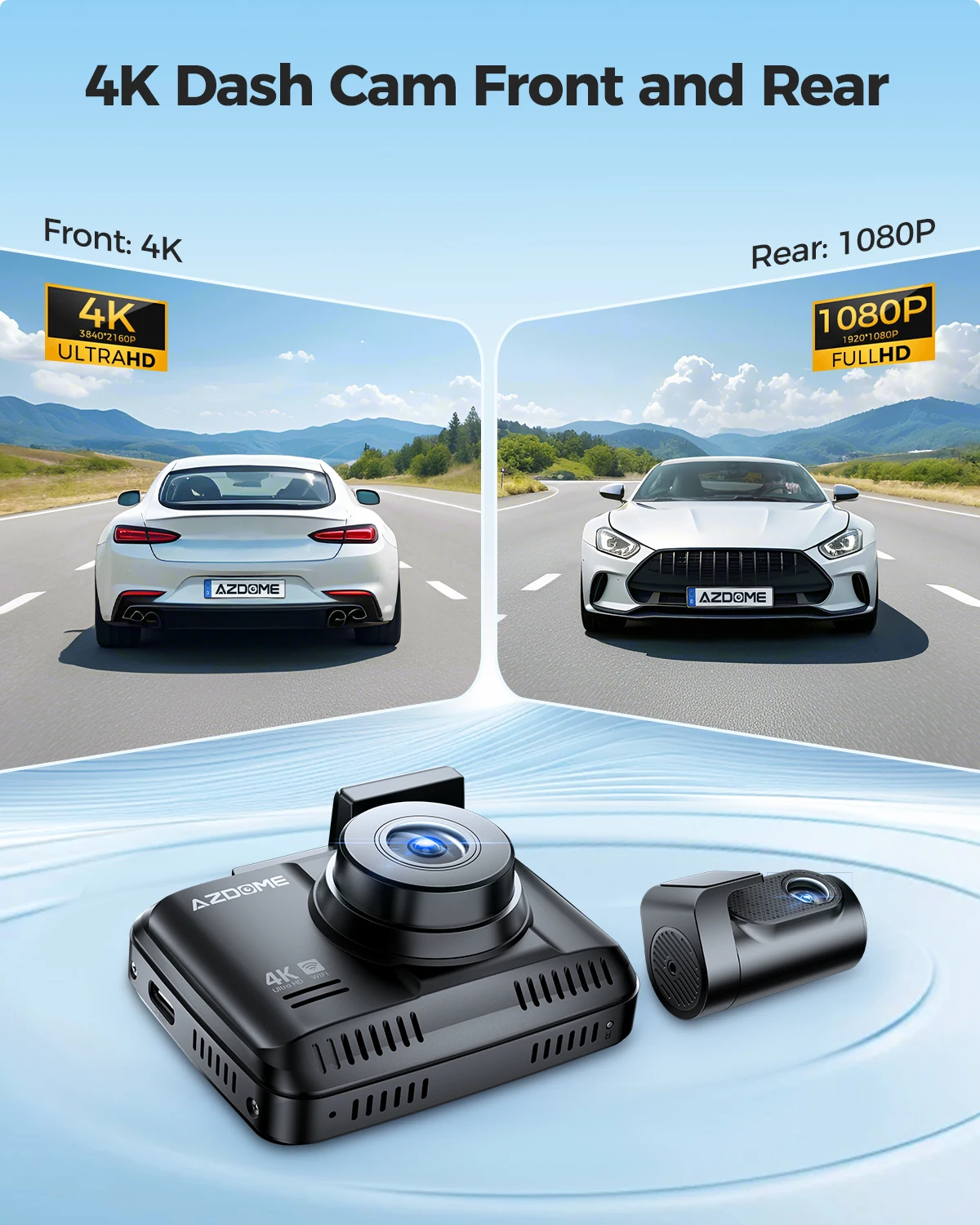 Azdome gs63h traço cam 4k gravadores de carro gps wifi veículo frente cam carro dvr visão noturna dashcam 24h monitor estacionamento câmera carro