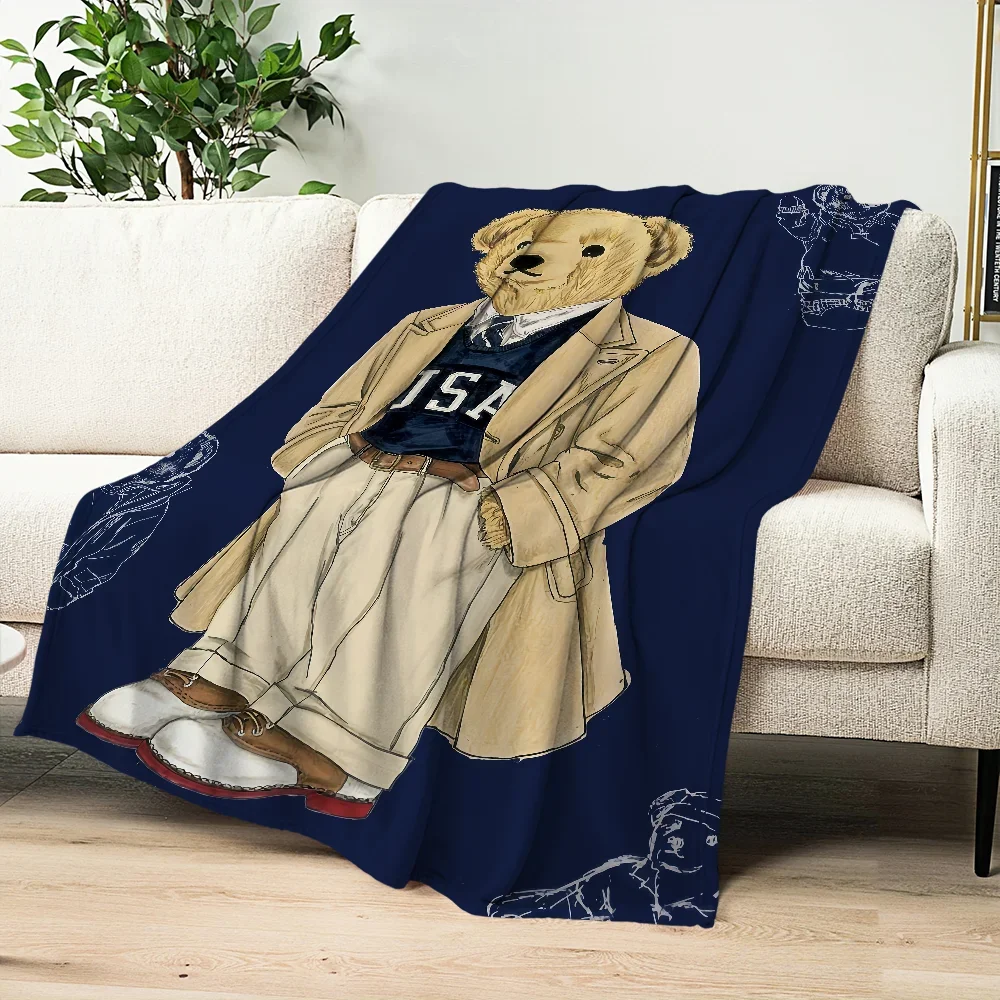 Flannel warm B-Bears soft plush blanket cartoon for art sofa fashion living room cute hogar P-P-PoloS bedroom travel gift home