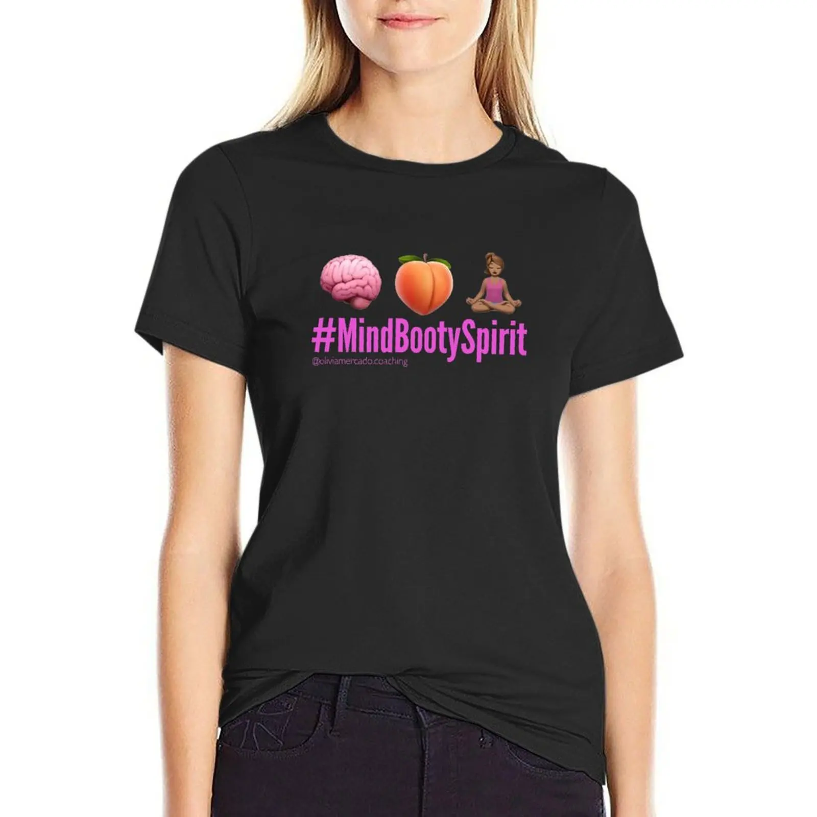 Meditação bootyspirit-rosa t-shirt para mulheres, roupa vintage, roupa estética