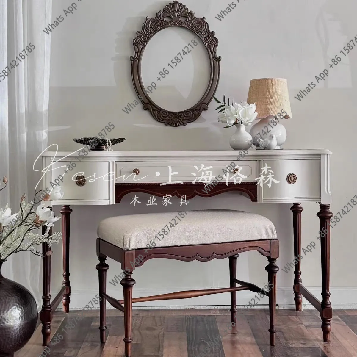 

American French bedroom solid wood retro old princess makeup table dressing table modern designer
