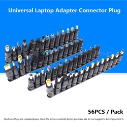 56pcs Universal Laptop AC DC Jack Power Supply Adapter Connector Plug for HP Dell Lenovo Acer Toshiba Notebook Cable Cord