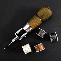 Sewing Needle Leather Sewing Awl Kit Hand Stitcher Set Lock Stitching Hand Stitcher Thread Needles Kit Craft Stitch Tools Home
