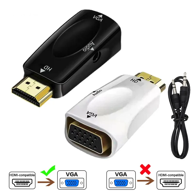 HDTV To VGA Converter Adapter Audio Cable Convert Full HD 1080P Famale To Vga Male For Laptop TV Box Computer Display Projector