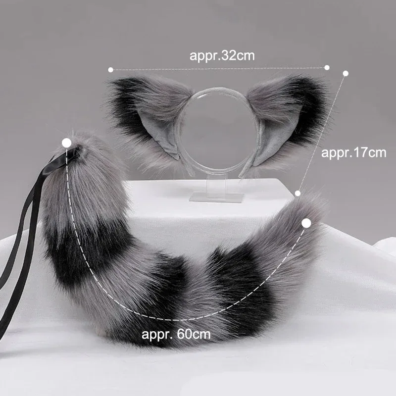 2025 New Tail Ears Furry Foxtail Headband Anime COSPLAY Props Accessories Lolita Headwear Plush Fox Tails Ear Hal AA