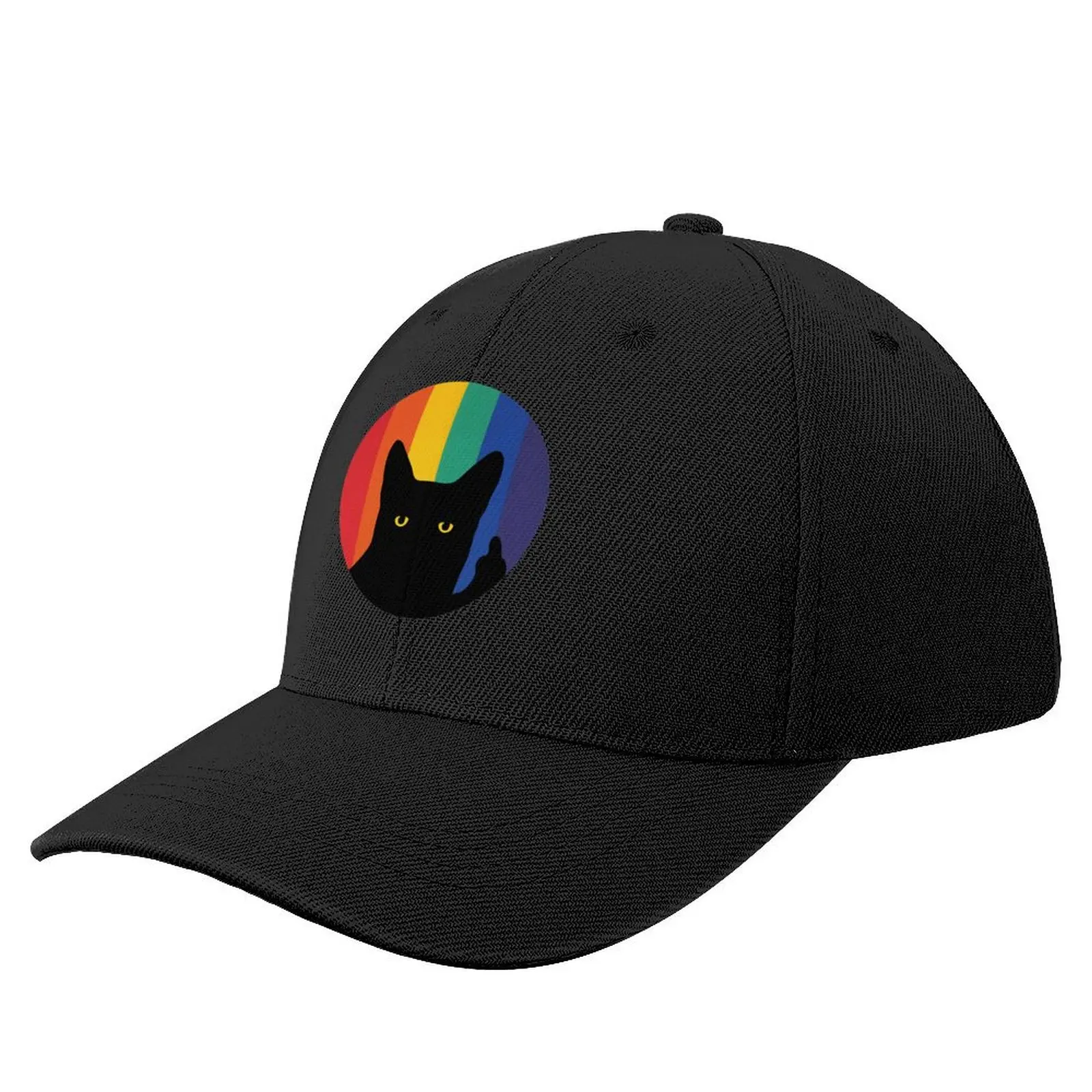 Middle Finger Cat in Rainbow Circle Baseball Cap Sun Hat For Children Golf Hat Man dad hat Luxury Woman Men's