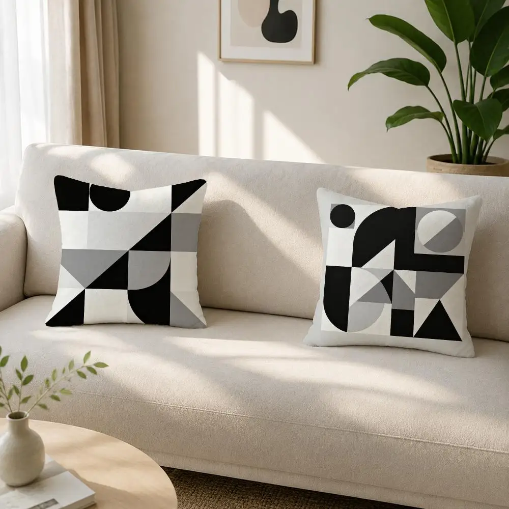Pattern Reduced Geometry Pattern Cushion Cover Soft Plush Cushion Covers Fluffy Throw Pillow Cases for Sofa Bedroom Home Decor