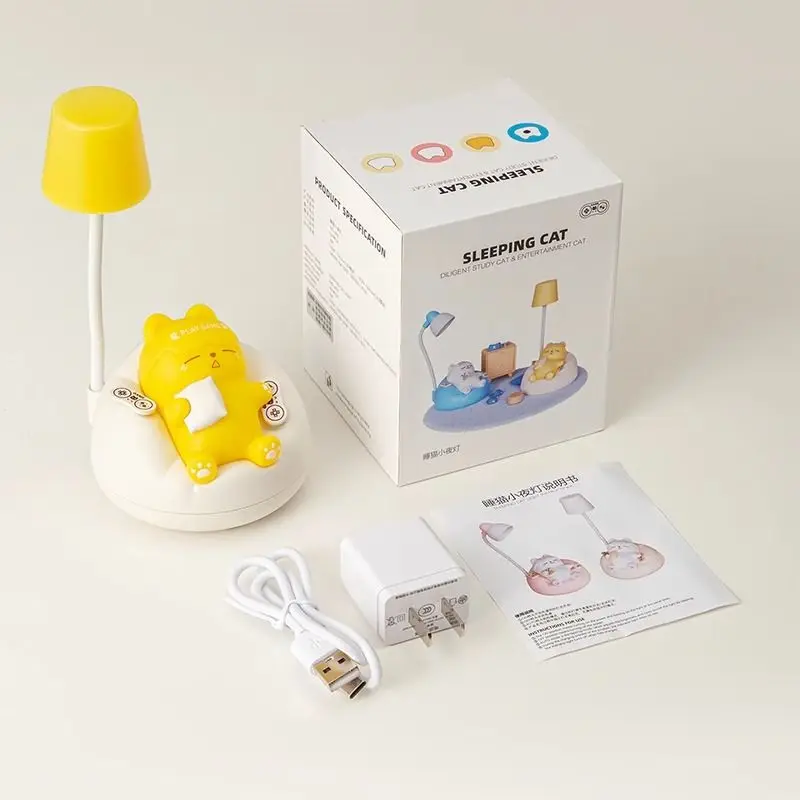 Recarregável Cat Night Lights for Children, Proteção para os Olhos, Criativa Luz de Cabeceira, Quarto Atmosfera, Dormir, Presente para Crianças, Novo