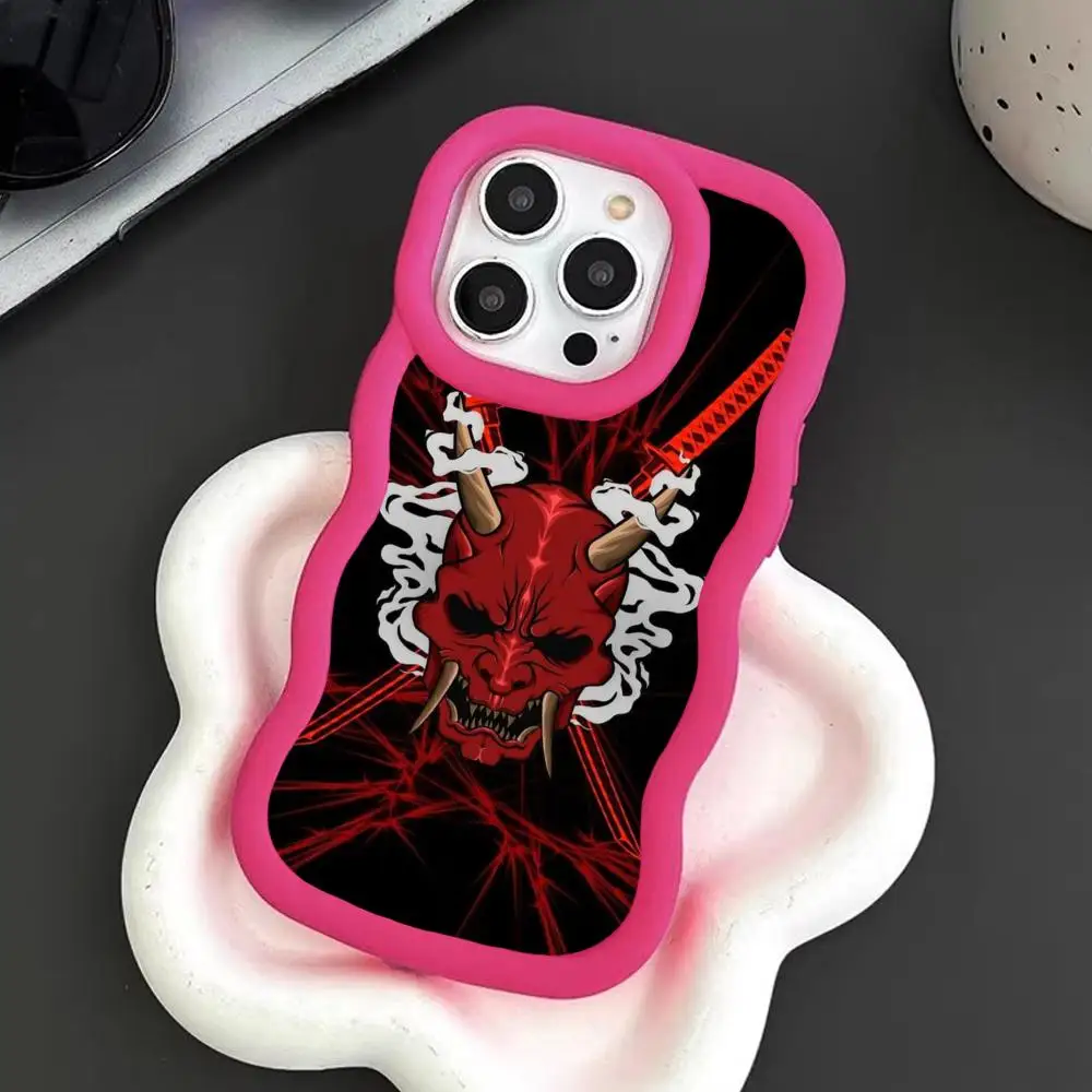 

Чехол для телефона «Самурай Ханья» для iPhone 17 16 15 14 13 12 11 Air Pro Max Plus, с волнистым краем, из ТПУ, цветной, для смартфона