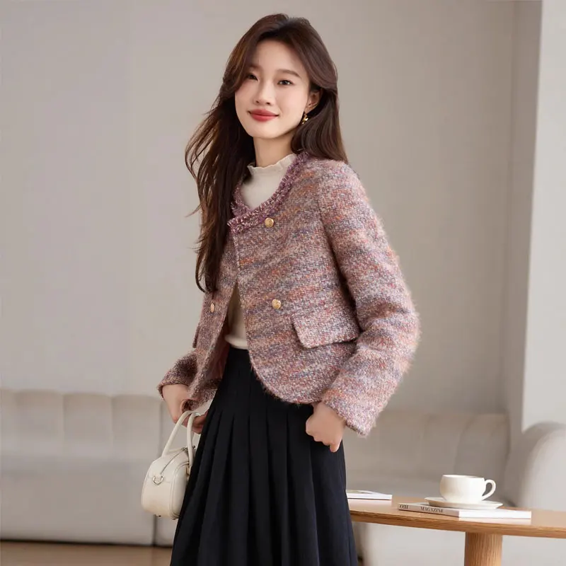 Women's coarse woolen small fragrant style jacket 2025 Spring and Autumn new small fragrant style top