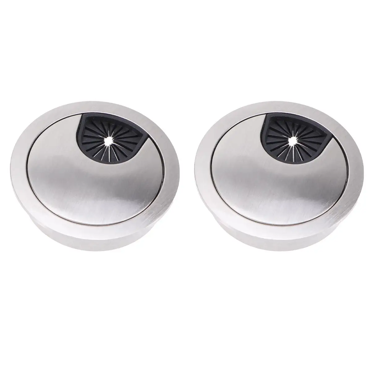

2 Pcs Cable Cover Computer Desk Wiring Hole Cap Cord Round Easy Installation Shape Silver Color