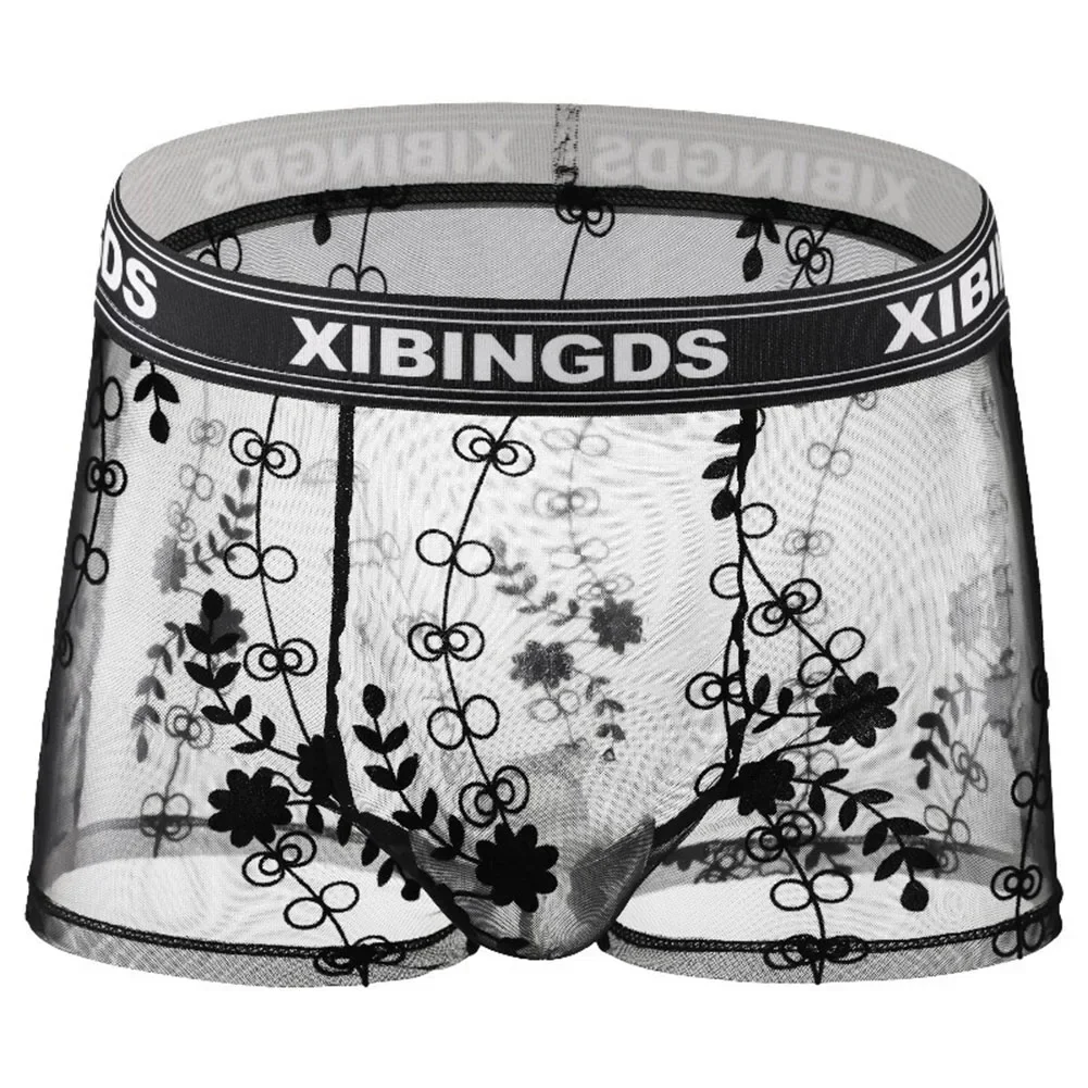 

Breathable Boxer Mens Underwear Casual Use Sleeping Breathable Lace Underwear For Men Boxer Briefs Medium Stretch