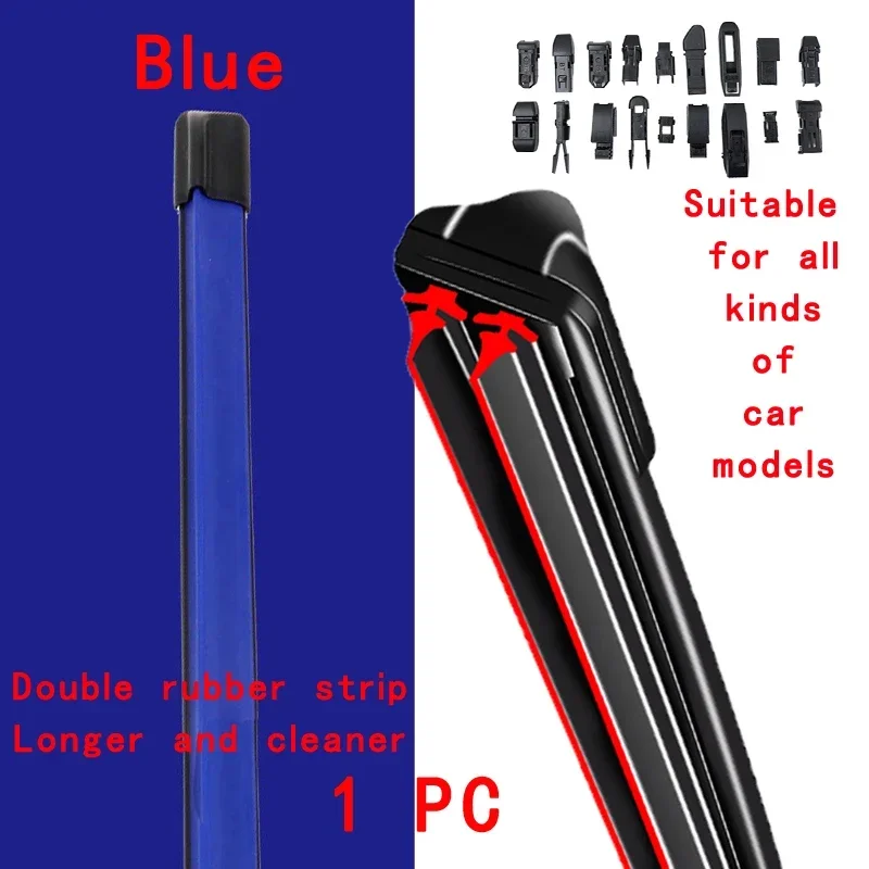 

Blue Car Windshield Wiper blades Universal Soft Double layer Rubber Frameless Bracketless wipers 14" 16" 19" 20" 21" 22" 24"26"