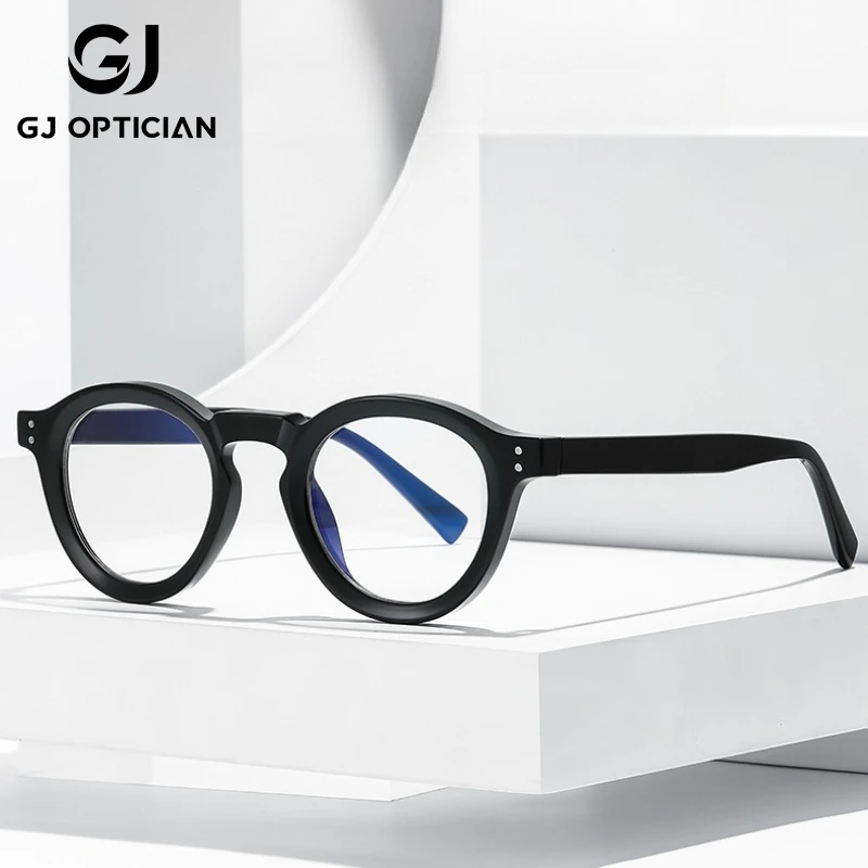 

GJ OPTICIAN Ретро толстая вставка с имитацией доски, очки по рецепту, холодный чай, анти-синий свет, прогрессивные очки для чтения для близорукости