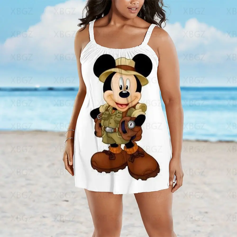 

Chic and Elegant Woman Dress Minnie Mouse Plus Size Summer Outfits Dresses Women Sleeveless Loose 2022 Sexy Beach Print Disney