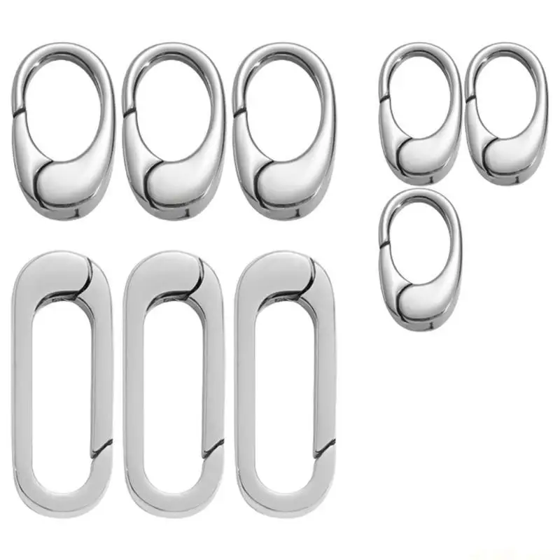 

D46E 9Pcs Oval Lobster Claw Clasps for Necklace Bracelet Crafting Jewelry Fasteners