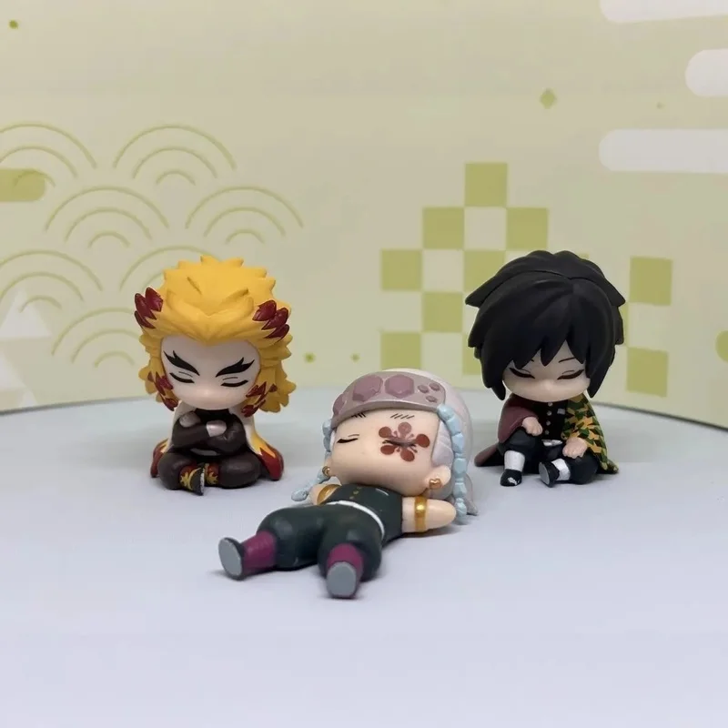 5 Stück/Set Demon Slayer Schlafende Team Chibi Figuren Niedliche Giyuu Rengoku Shinobu Tokito Tengen Anime Modell Ornament Mini Kapselspielzeug – Detail 3